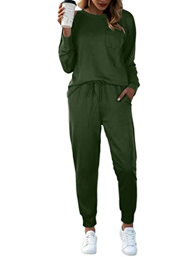 Bofell 2 Piece Outfits for Women Loungewear Pajamas Sets Comfy Sweatpants and Sweatshirts XL