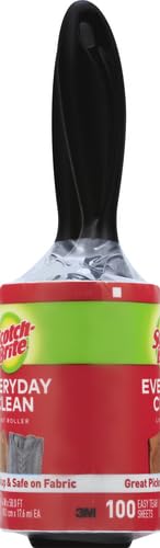 Scotch-Brite Lint Roller, Works Great on Pet Hair, Clothing, Furniture and More, 3 Rollers, 100 Sheets Per Roller, 300 Sheets Total