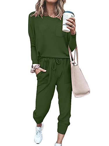 Bofell 2 Piece Outfits for Women Loungewear Pajamas Sets Comfy Sweatpants and Sweatshirts XL