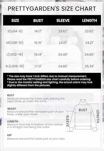 PRETTYGARDEN Women's Fall Fashion Turtleneck Pullover Sweaters Casual Long Sleeve Cable Knit Fitted Jumper Tops (Coffee,Medium)