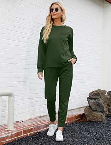 Bofell 2 Piece Outfits for Women Loungewear Pajamas Sets Comfy Sweatpants and Sweatshirts XL