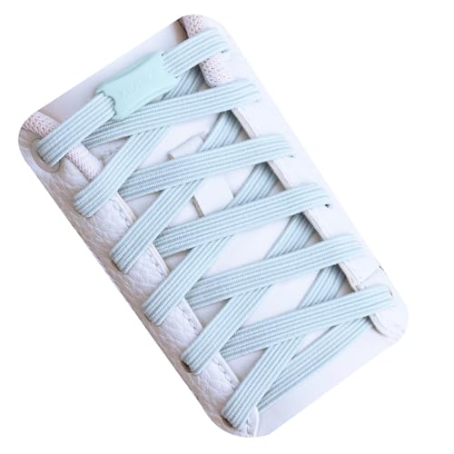 Booyckiy 2 Pairs No Tie Elastic Shoelaces for Kids, Adults and Elderly, Adjustable Tieless Shoe Laces for Sneakers Boots and Casual Shoes - 16 Colors, 41 inch, White