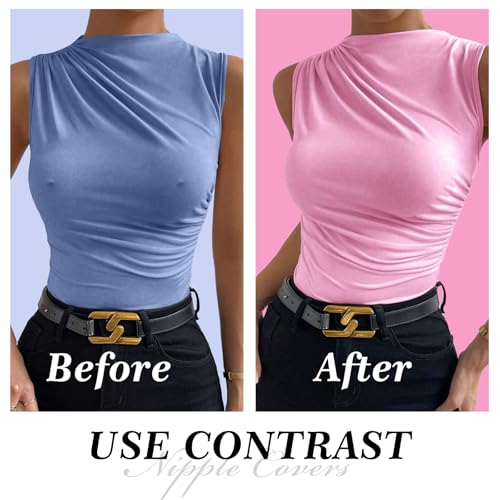VBT 4 Pairs Pasties Nipple Covers, Sticky Silicone Cakes Nipple Cover for Dress No Show, Reusable Breast Petals for Woman Crème