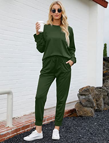 Bofell 2 Piece Outfits for Women Loungewear Pajamas Sets Comfy Sweatpants and Sweatshirts XL