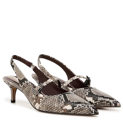 Franco Sarto Womens Khloe Pointed Toe Slingback Kitten Heel Pump Roccia Snake Faux Leather 8.5 M