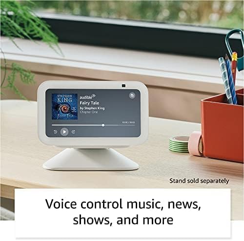 All-new Echo Show 5 (3rd Gen, 2023 release) + Alexa Emergency Yearly (auto-renewal) | Smart display with deeper bass and clearer sound | Glacier White