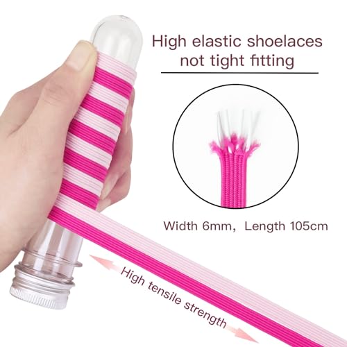 Booyckiy 2 Pairs No Tie Elastic Shoelaces for Kids, Adults and Elderly, Adjustable Tieless Shoe Laces for Sneakers Boots and Casual Shoes - 16 Colors, 41 inch, White