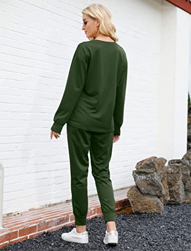 Bofell 2 Piece Outfits for Women Loungewear Pajamas Sets Comfy Sweatpants and Sweatshirts XL