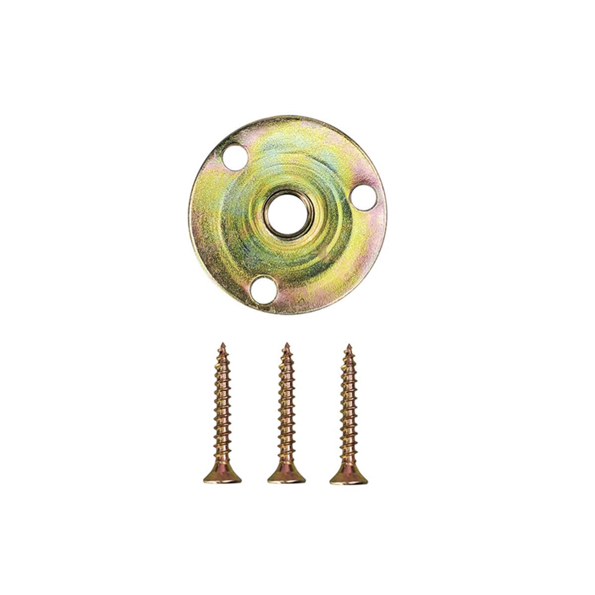 FONDDI Three Holes Tee Nut, Round Base Screw-in T-Nut, Furniture Nut and Splint Fasten The Screws, 4 Pcs Nut with 12 Pcs Screw (5/16"-18)