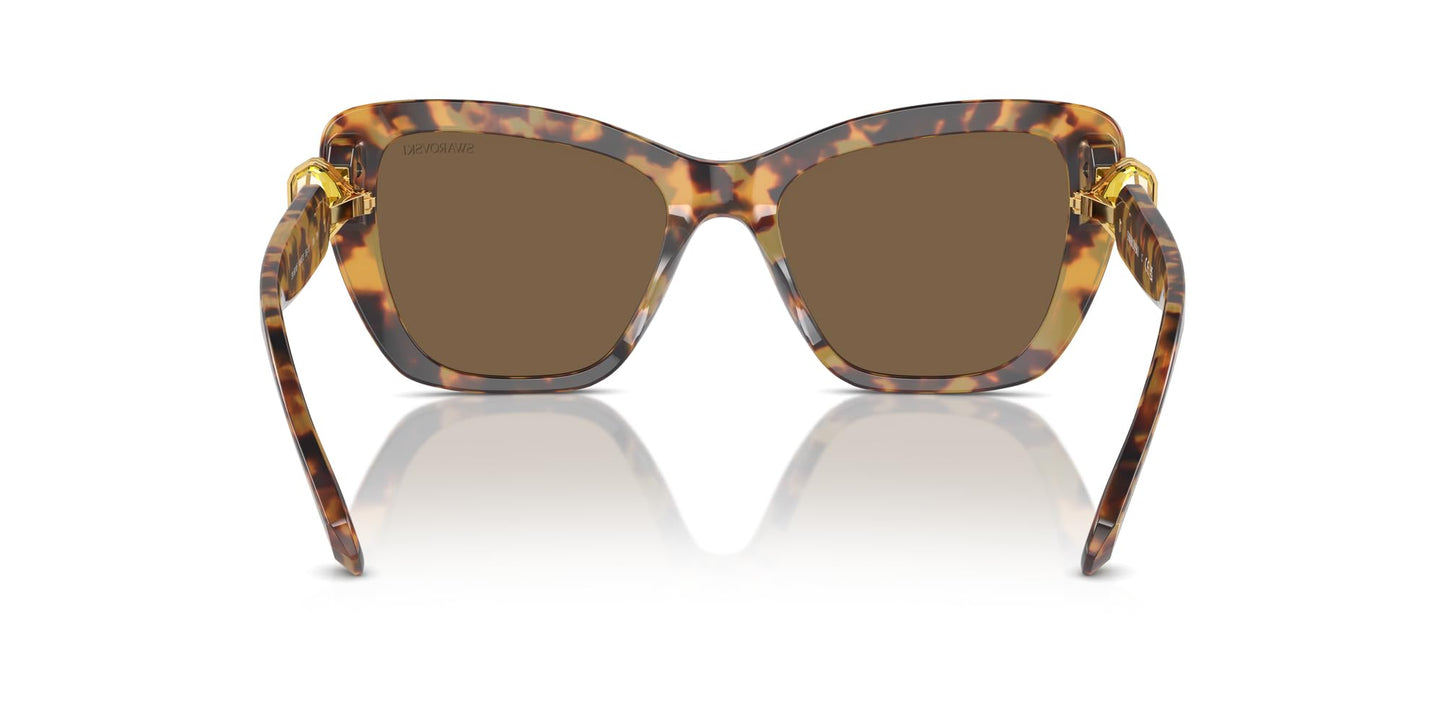 Swarovski SK6018F Low Bridge Fit Sunglasses, Havana Media/Dark Brown, 55 mm