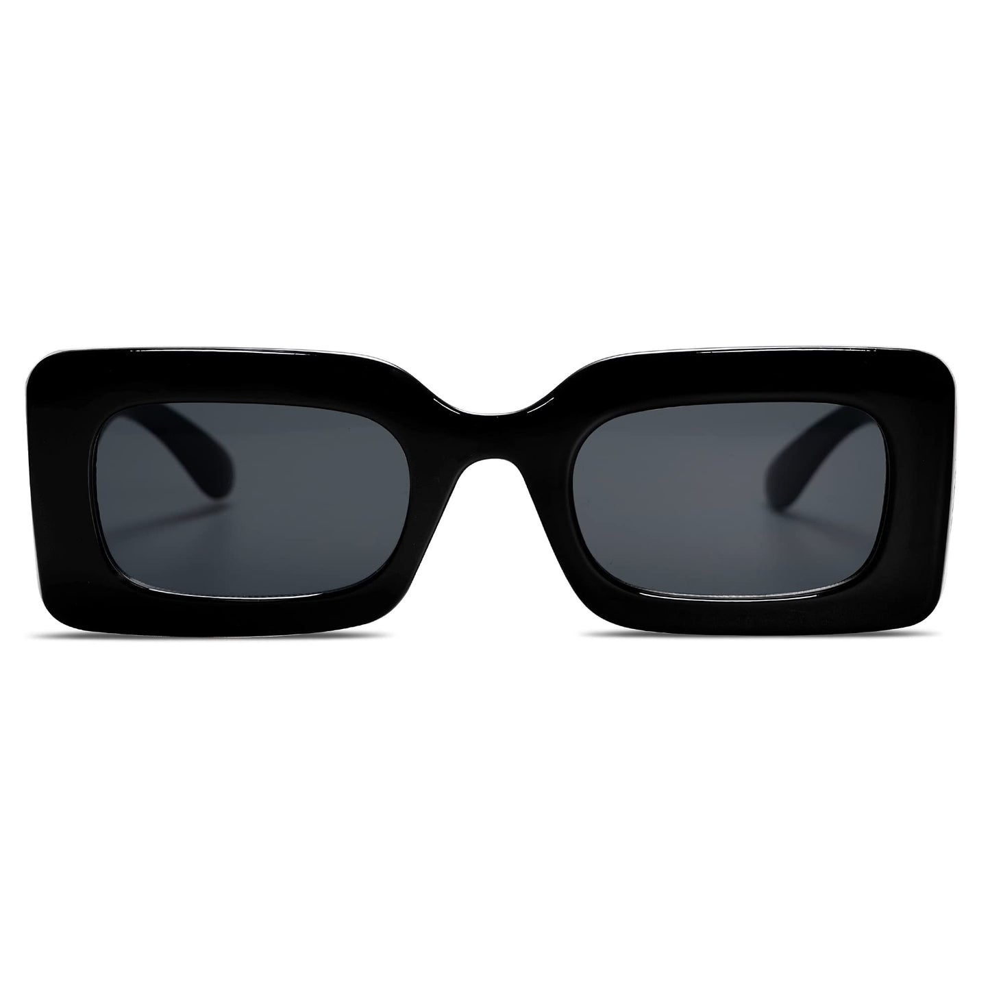 SOJOS Retro 90s Nude Rectangle Sunglasses Womens Mens Trendy Chunky Glasses Black Frame Grey Lens