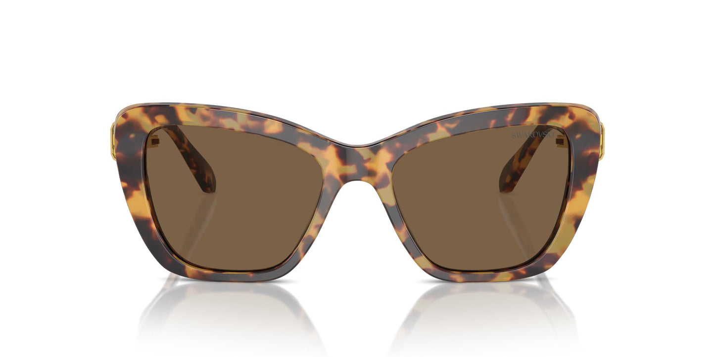 Swarovski SK6018F Low Bridge Fit Sunglasses, Havana Media/Dark Brown, 55 mm