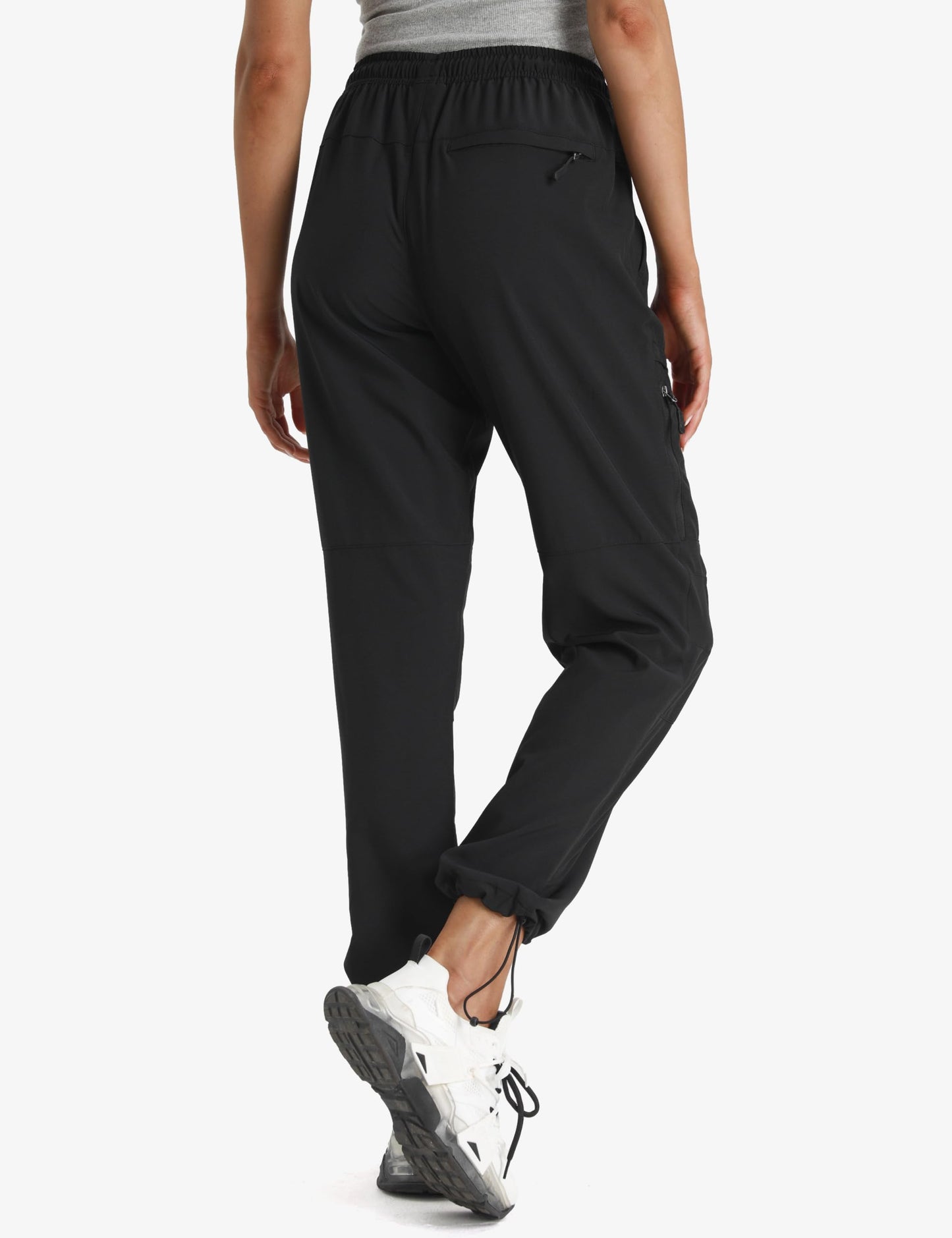 Seamaid Women's Hiking Pants Quick Dry Lightweight Water Resistant Cargo Pants with Zipper Pockets Travel Outdoor Black S