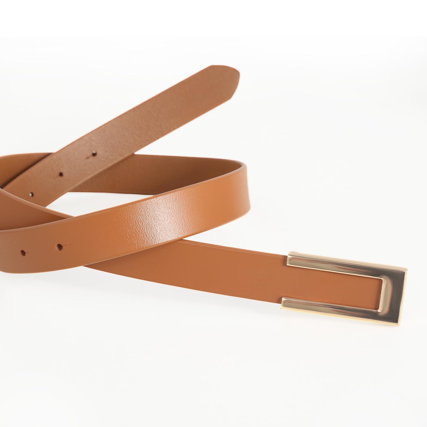 YooAi Womens Leather Belt Skinny Waist Belt for Dresses Jeans Pants with Gold Buckle Black+Brown 95