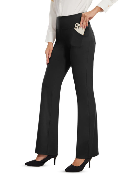 Desol Flare Leggings,High Waisted Bootcut Yoga Pants with Pockets,Tummy Control Bootleg Pants,Work Pants for Women Black