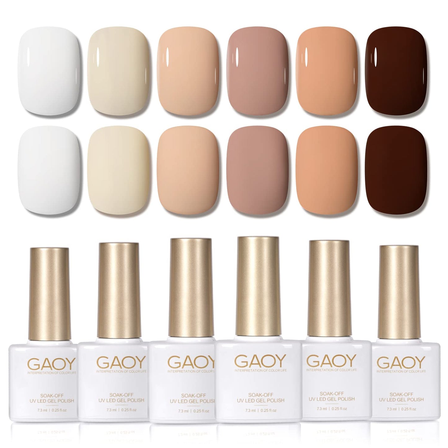 GAOY Nude Gel Polish Set, 6 Neutral Colors Gel Nail Kit for Nail Art DIY Manicure and Pedicure at Home