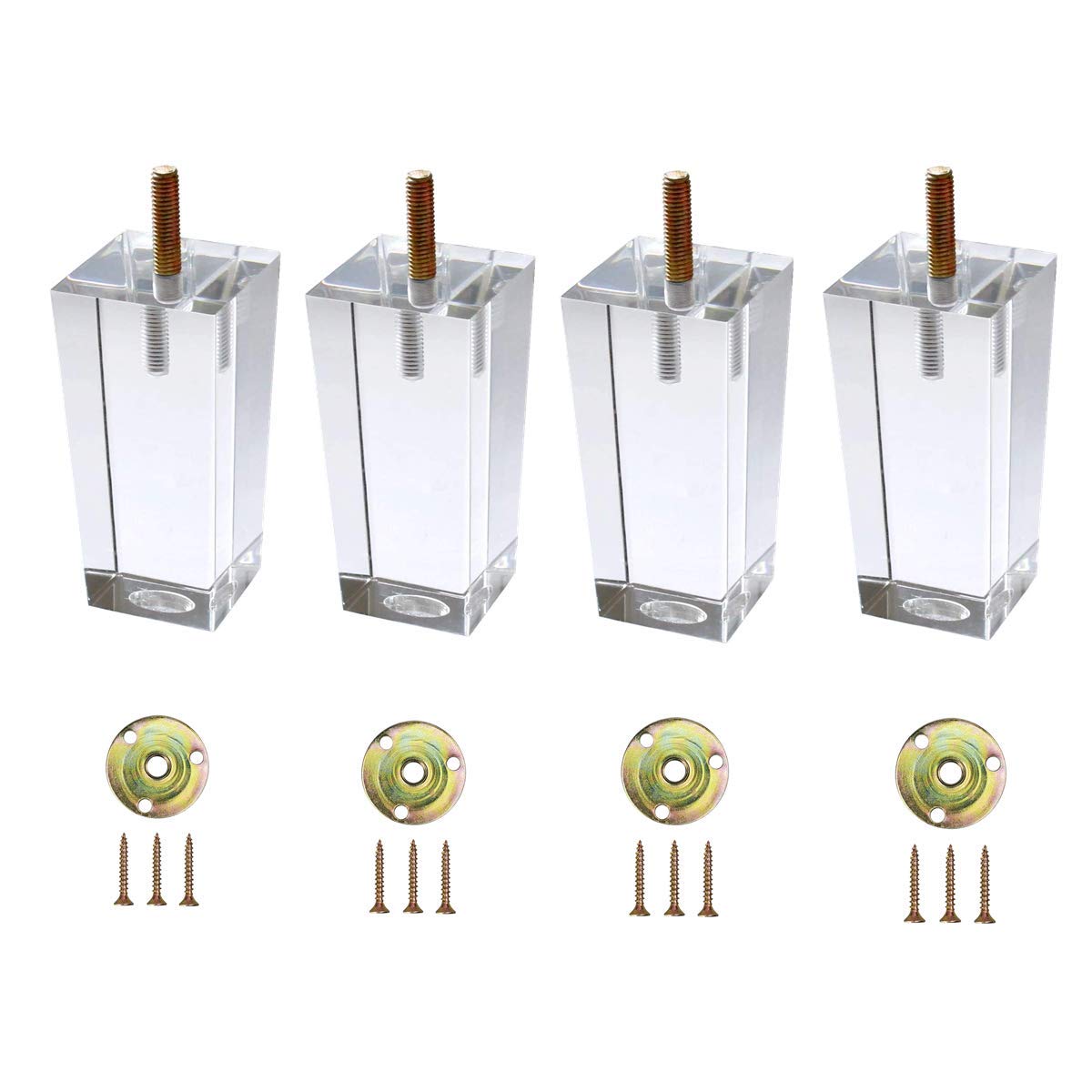 FONDDI Acrylic Furniture Legs, 4 Inch Sofa Couch Table Cabinet TV Stand Legs, Clear Furniture Risers, Heavy Duty Pack of 4