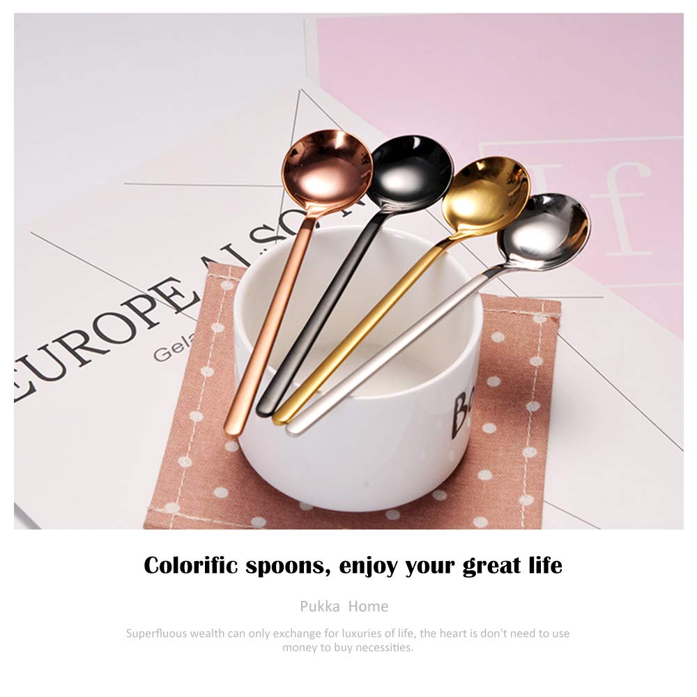 6 PCS Gold Coffee Spoons, 18/8 Stainless Steel Gold Espresso Spoons, 5.2 Inches Vogue Mini Tea Spoons, Cappuccino Stirring Spoons, Small Spoons for Dessert, Ice Cream, Frosted Handle, Sweejar (Gold)