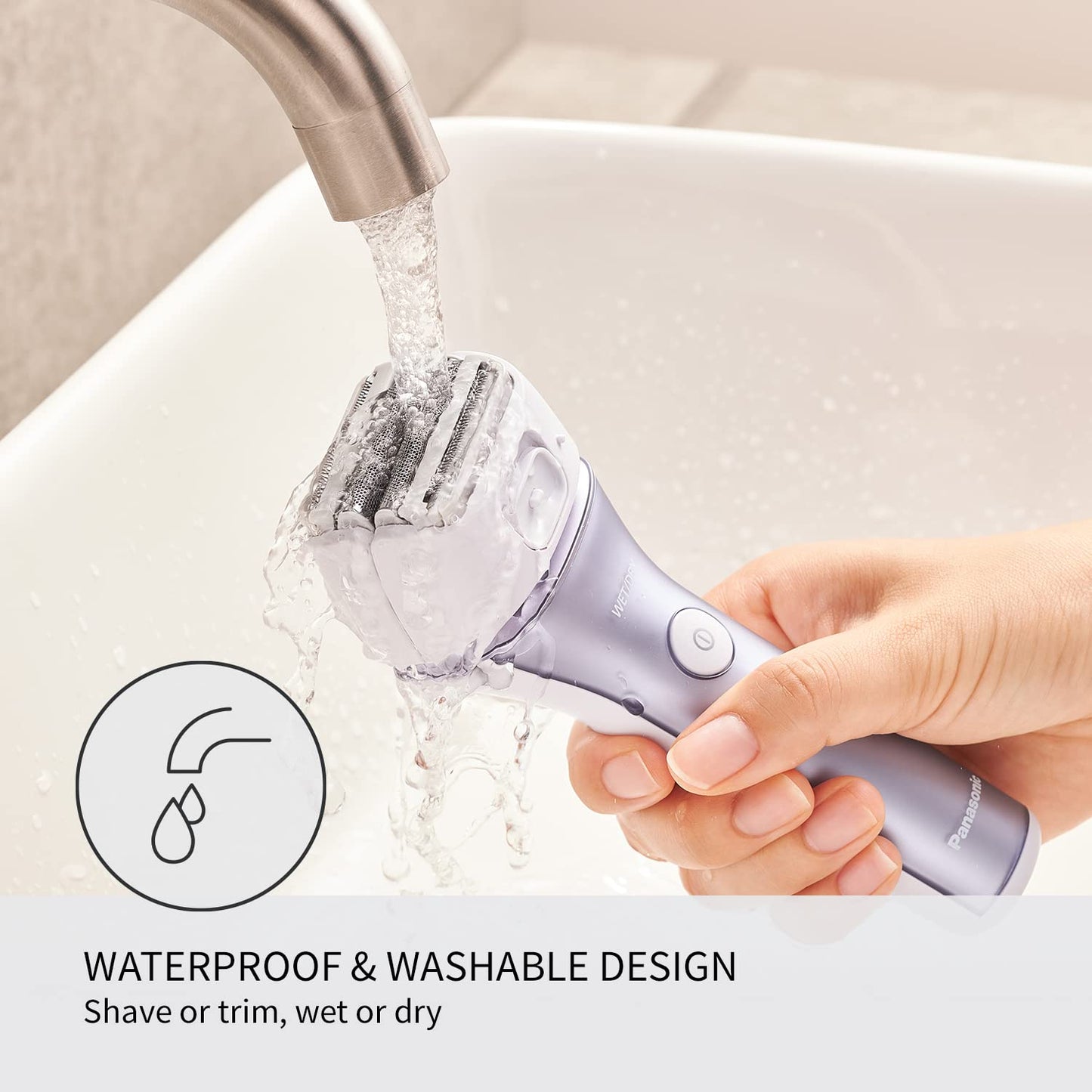 Panasonic Electric Shaver for Women, Cordless 4-Blade Shaver, Bikini Attachment, Pop-Up Trimmer, Wet Dry Operation - ES-AWL8AV (Purple)