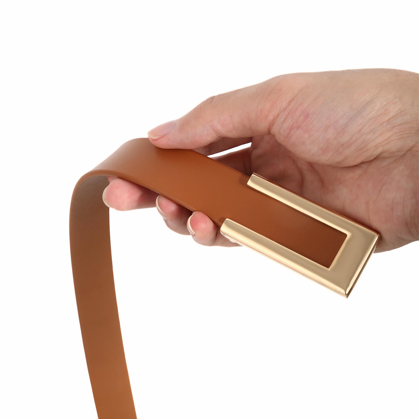 YooAi Womens Leather Belt Skinny Waist Belt for Dresses Jeans Pants with Gold Buckle Black+Brown 95