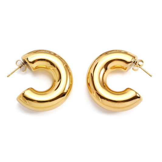 ORIGENCE Gold Hoops Earrings for Women Thick Gold Earrings Hoops 18k Gold Plate Earrings Gold Chunky Earrings, Pierced Fashion Gold Hoop Earrings Hypoallergenic Earrings for Women