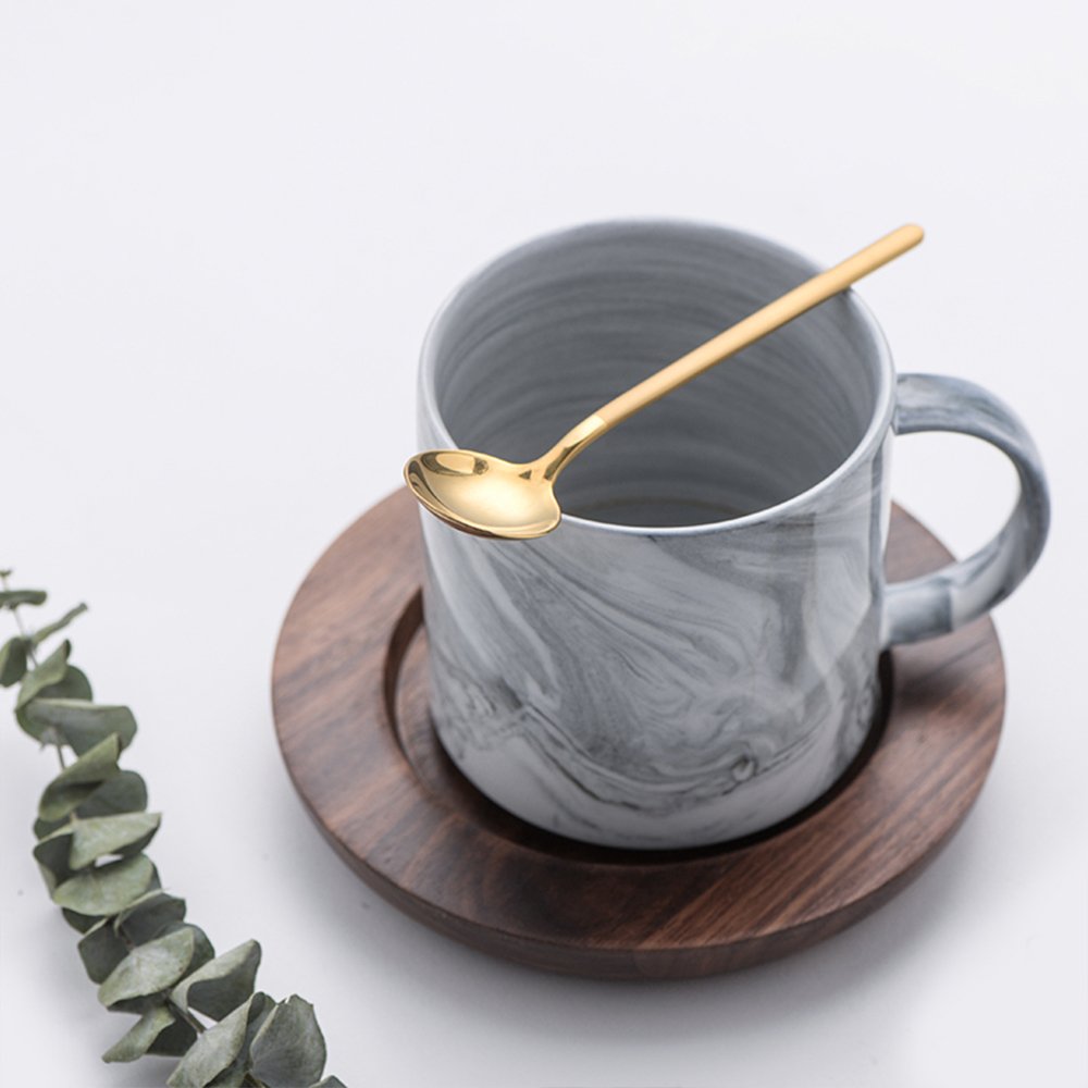 6 PCS Gold Coffee Spoons, 18/8 Stainless Steel Gold Espresso Spoons, 5.2 Inches Vogue Mini Tea Spoons, Cappuccino Stirring Spoons, Small Spoons for Dessert, Ice Cream, Frosted Handle, Sweejar (Gold)