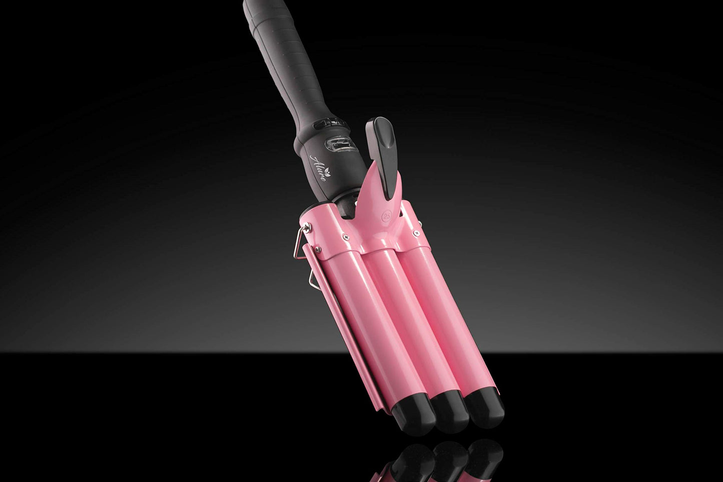Alure Three Barrel Curling Iron Wand Hair Waver with LCD Temperature Display - 1 Inch Ceramic Tourmaline Triple Barrels, Dual Voltage Crimp