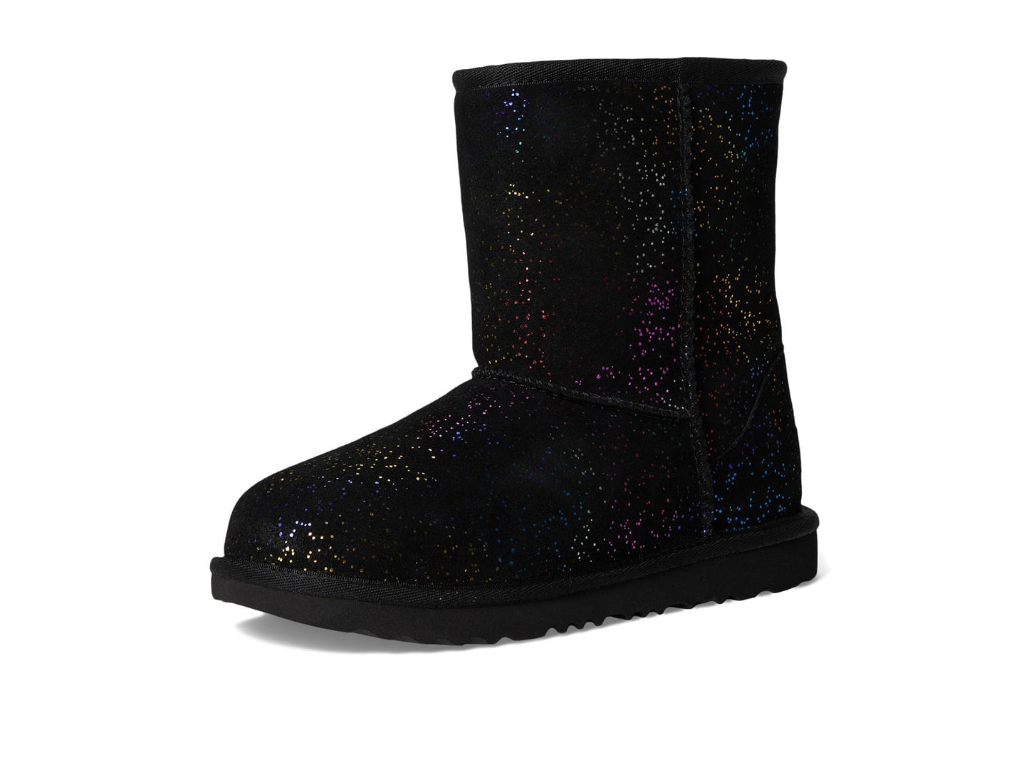 UGG K Classic II Shimmer Sky Fashion Boot, Black/Rainbow Metallic, 1 US Unisex Little Kid