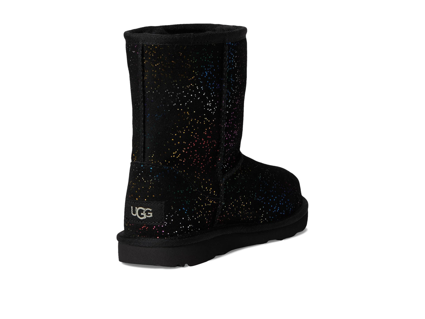 UGG K Classic II Shimmer Sky Fashion Boot, Black/Rainbow Metallic, 1 US Unisex Little Kid