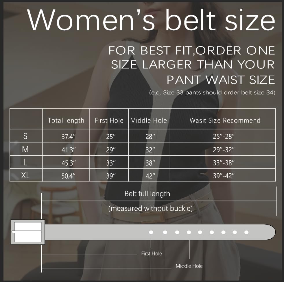 YooAi Womens Leather Belt Skinny Waist Belt for Dresses Jeans Pants with Gold Buckle Black+Brown 95