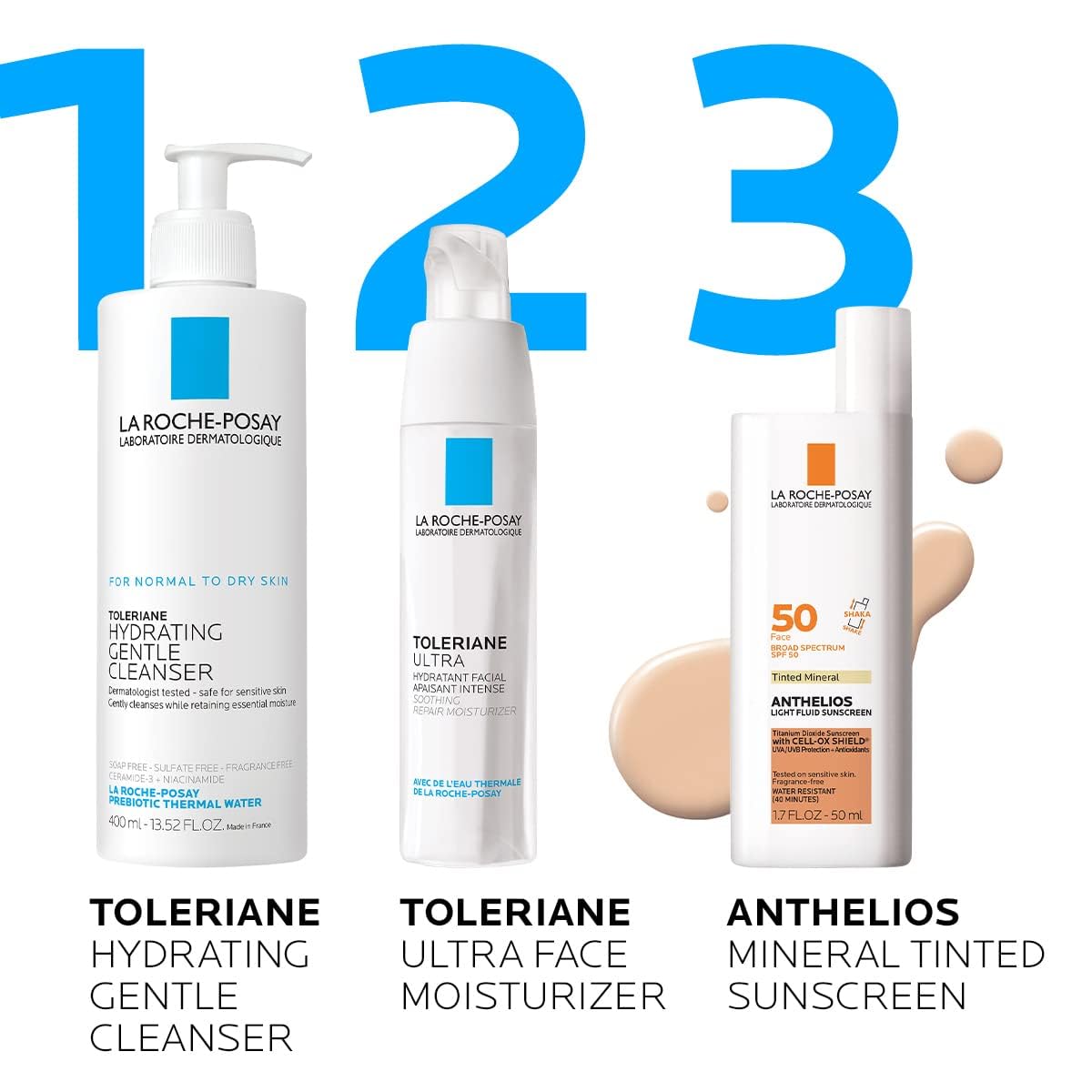 La Roche-Posay Anthelios Tinted Sunscreen, Ultra-Light Fluid Broad Spectrum SPF 50, with Titanium Dioxide Mineral Face Sunscreen, Universal Tint, Oil-Free