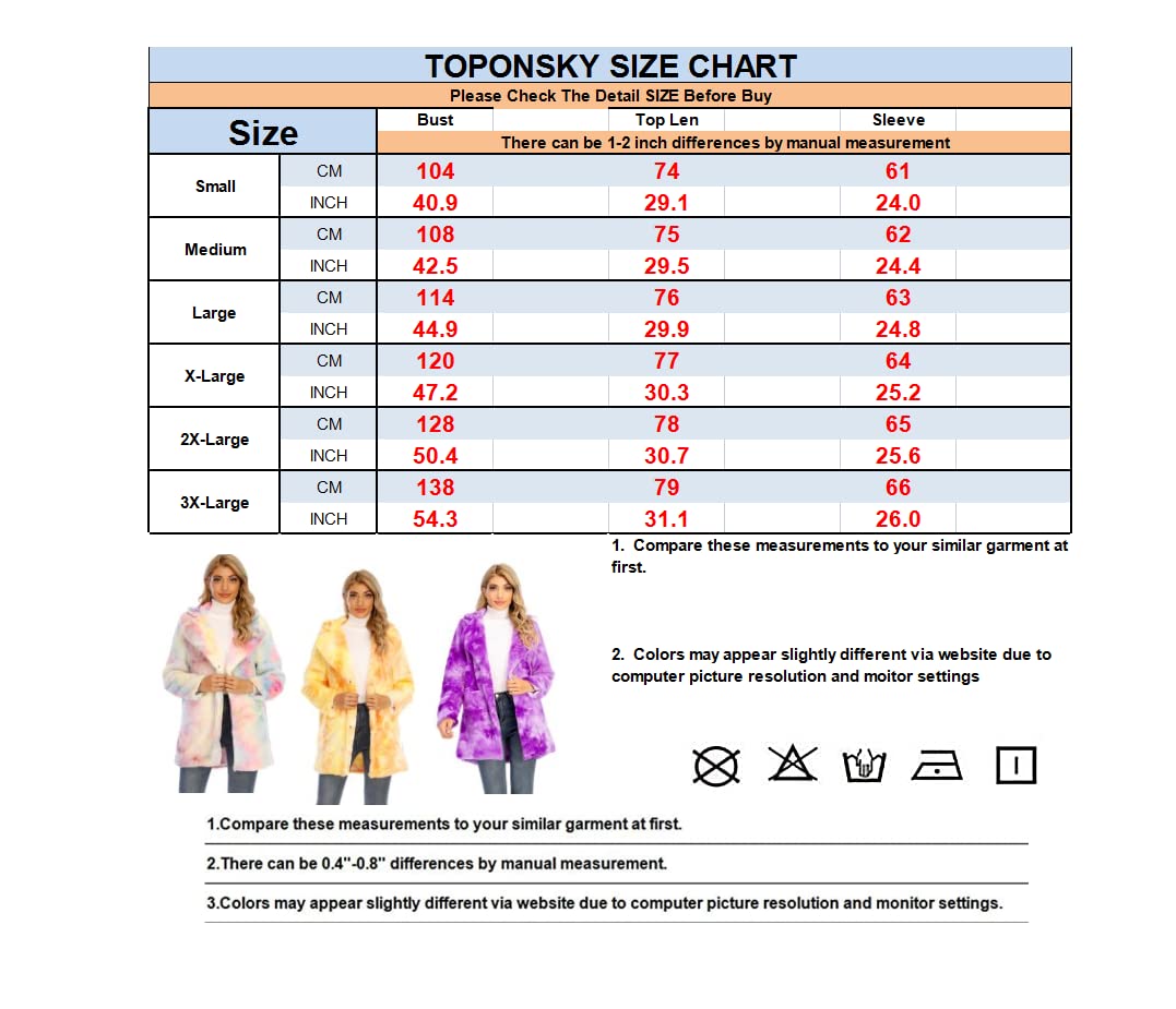 TOPONSKY Faux Fur Neon Winter Dalmation Snow Coats Warm Collar 2023 Leopard M