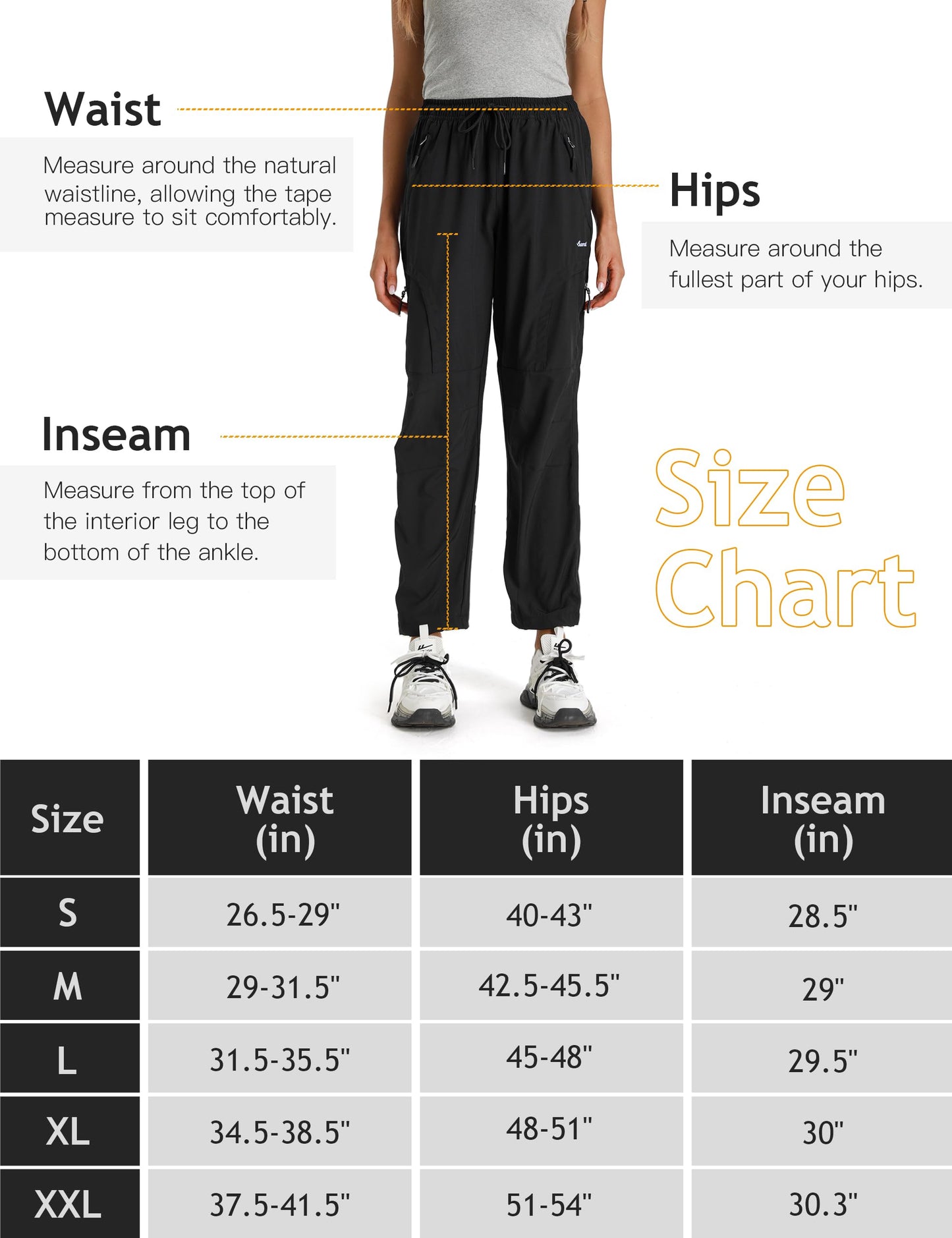 Seamaid Women's Hiking Pants Quick Dry Lightweight Water Resistant Cargo Pants with Zipper Pockets Travel Outdoor Black S