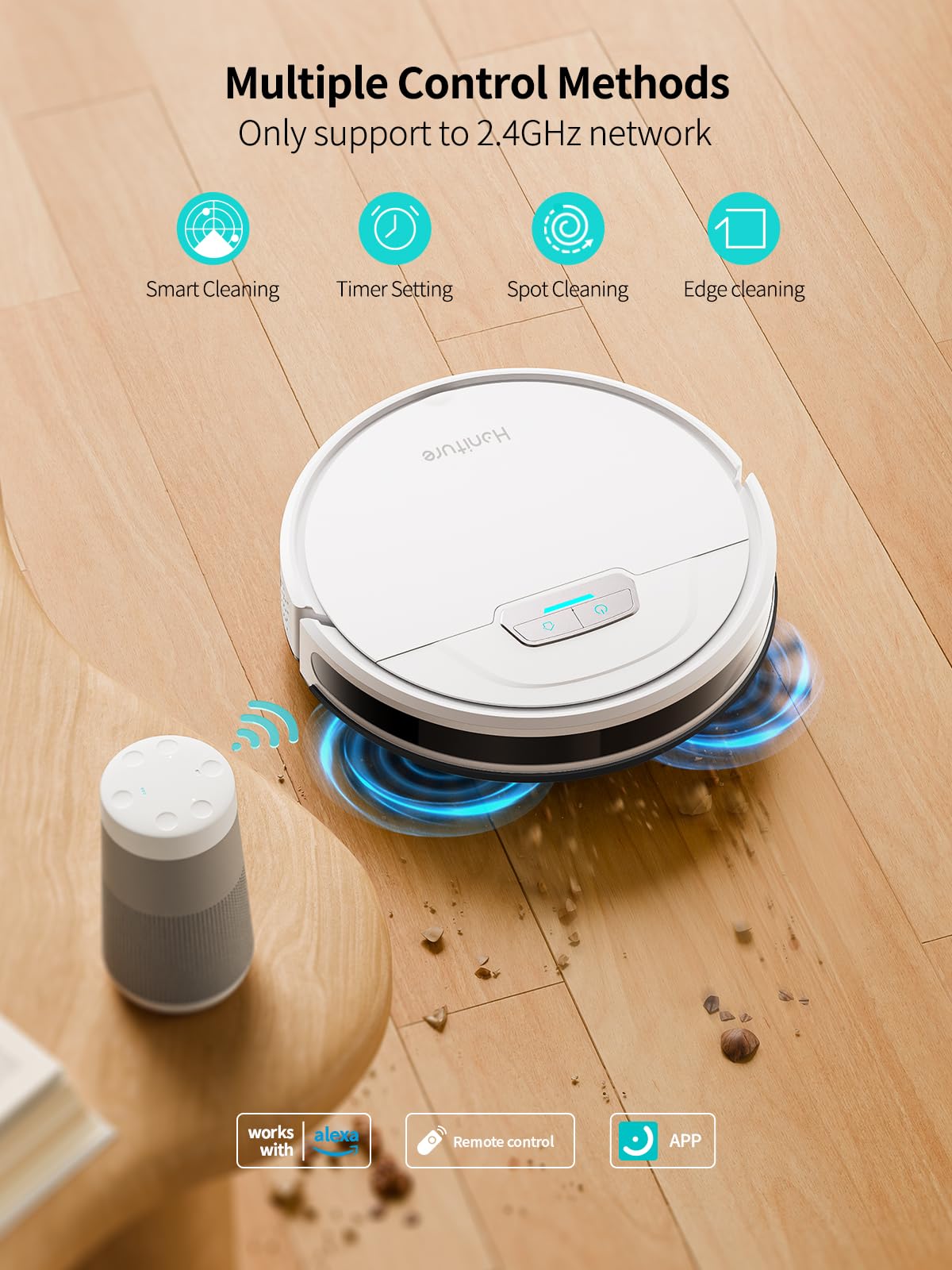 HONITURE Robot Vacuum and Mop Combo, 4000pa Strong Suction, G20 Robot Vacuum Cleaner with Self-Charging, 150Mins Max, App&Remote&Voice Control, Super-Slim, Ideal for Pet Hair
