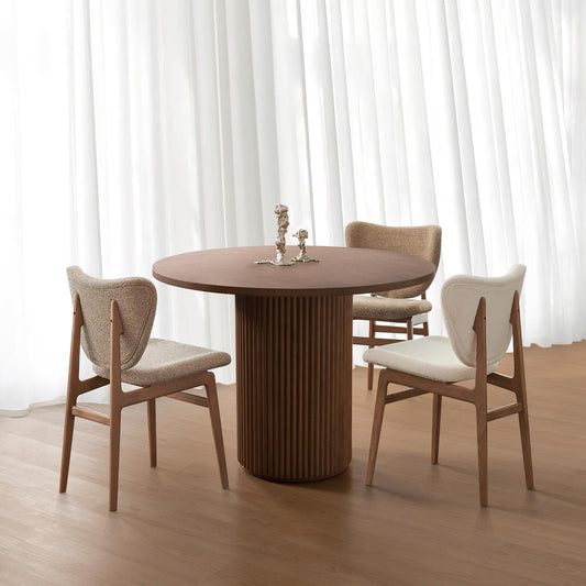 SIMTONAL Round Wood Dining Table Modern Pedestal Kitchen Table Walnut, 35''L x 35''W x 29.9''H(Only Table)