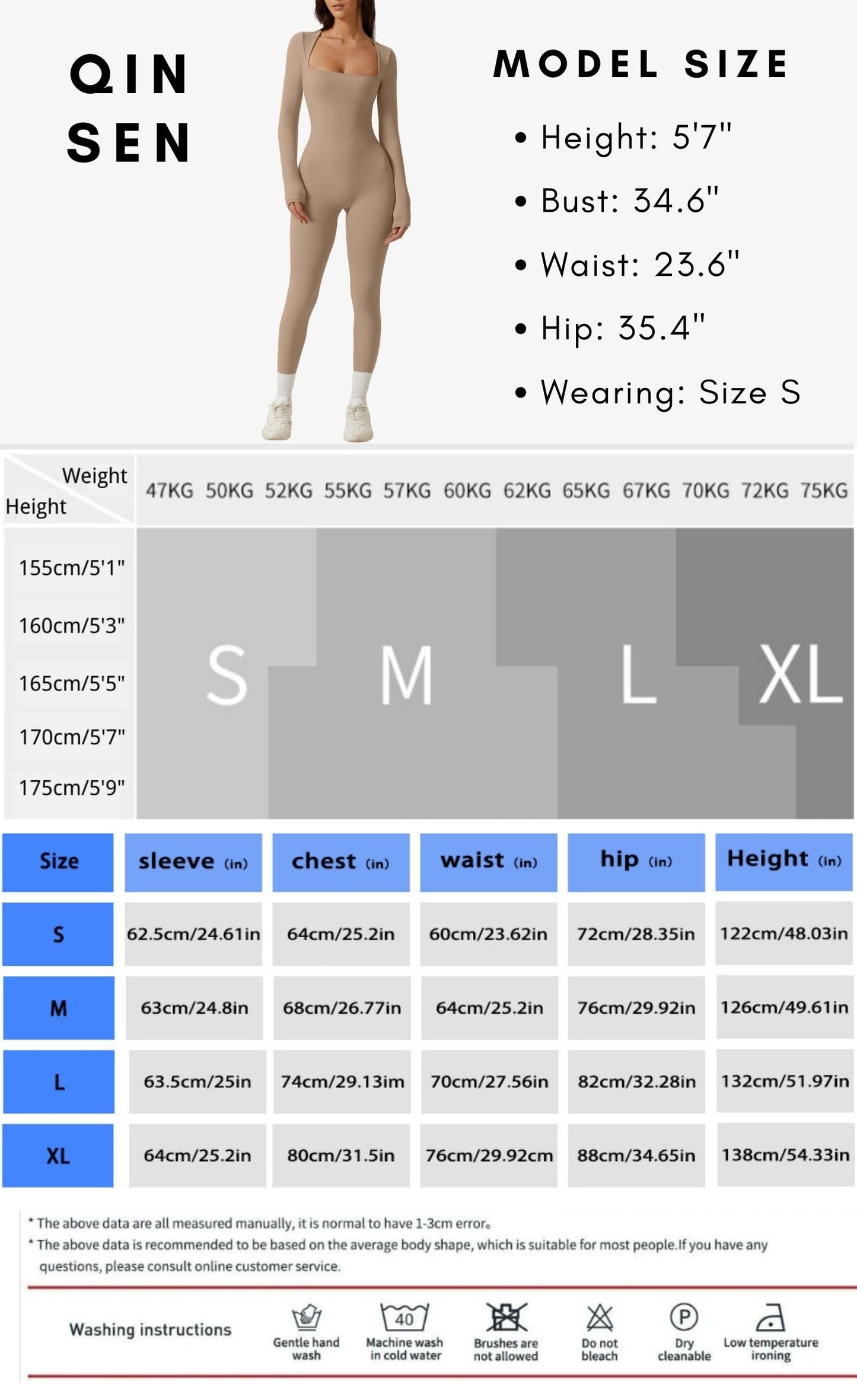 QINSEN Womens Square Neck Bodycon Jumpsuit Rompers for Party Club Night Out Cococa Cream M