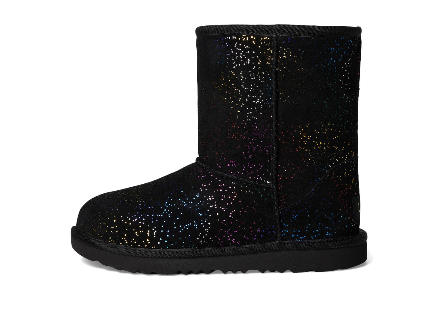 UGG K Classic II Shimmer Sky Fashion Boot, Black/Rainbow Metallic, 1 US Unisex Little Kid