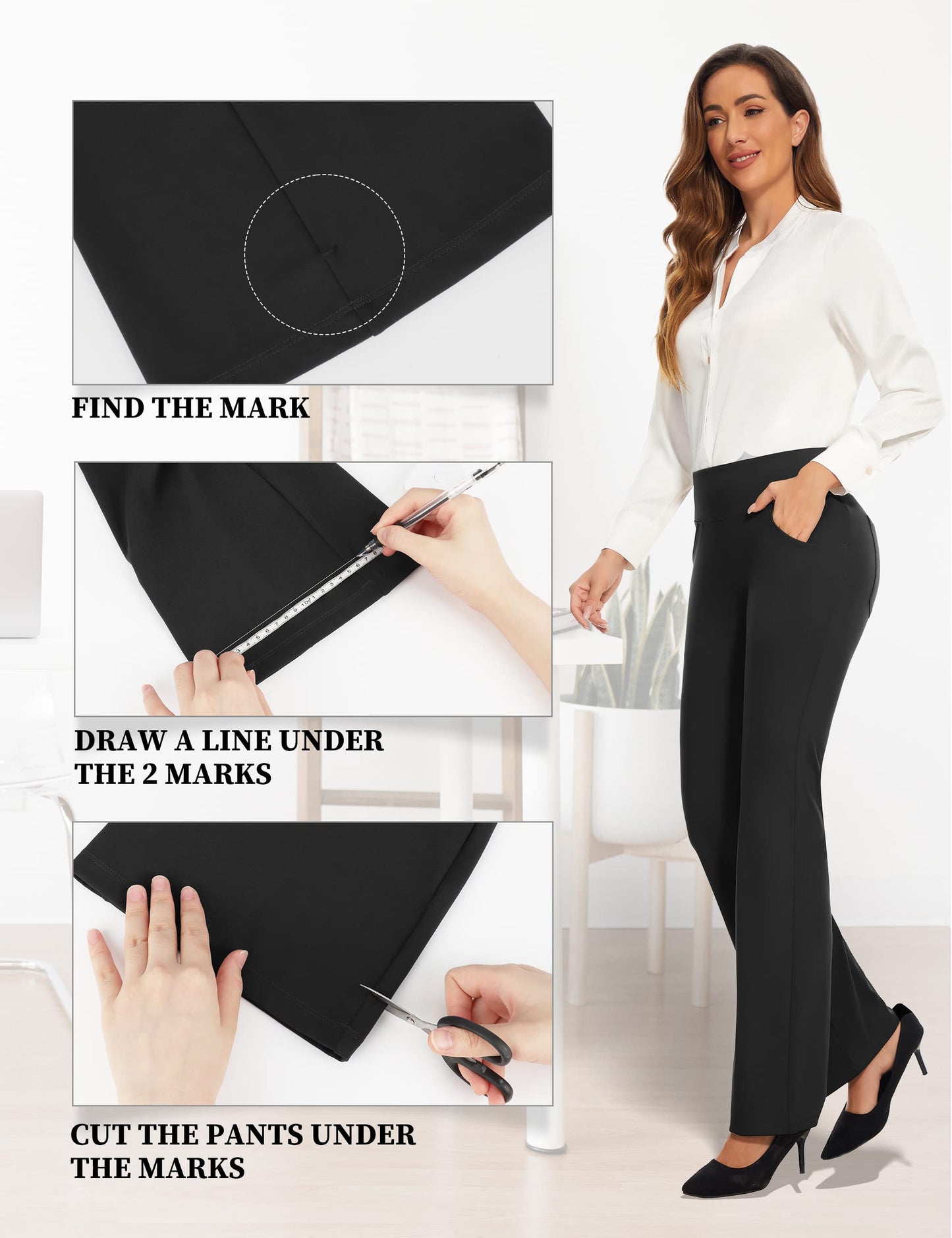 Desol Flare Leggings,High Waisted Bootcut Yoga Pants with Pockets,Tummy Control Bootleg Pants,Work Pants for Women Black