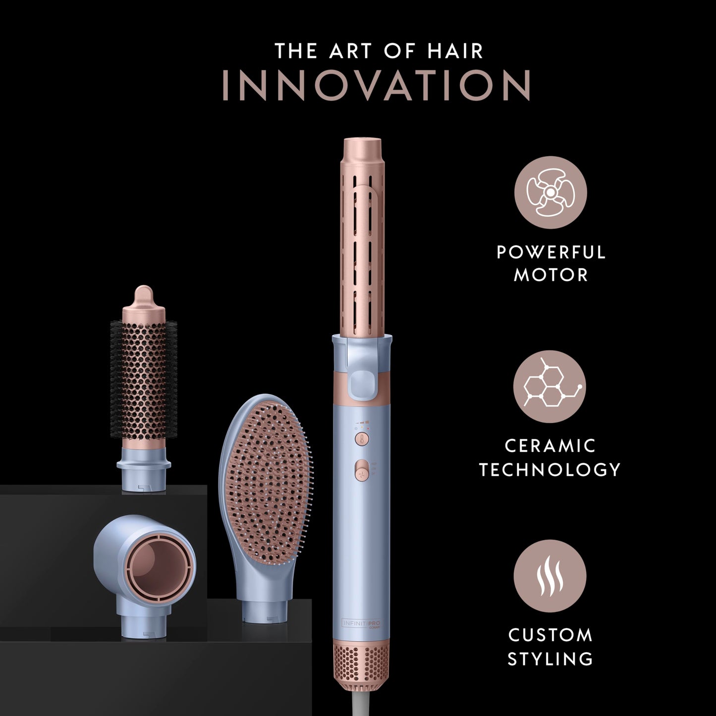 INFINITIPRO by CONAIR DigitalAIRE Multi-Styler | Air Styling System for Curls, Waves, Blowouts & Volume | 4 Attachments to Personalize Your Look Plus Storage Bag | Light Blue