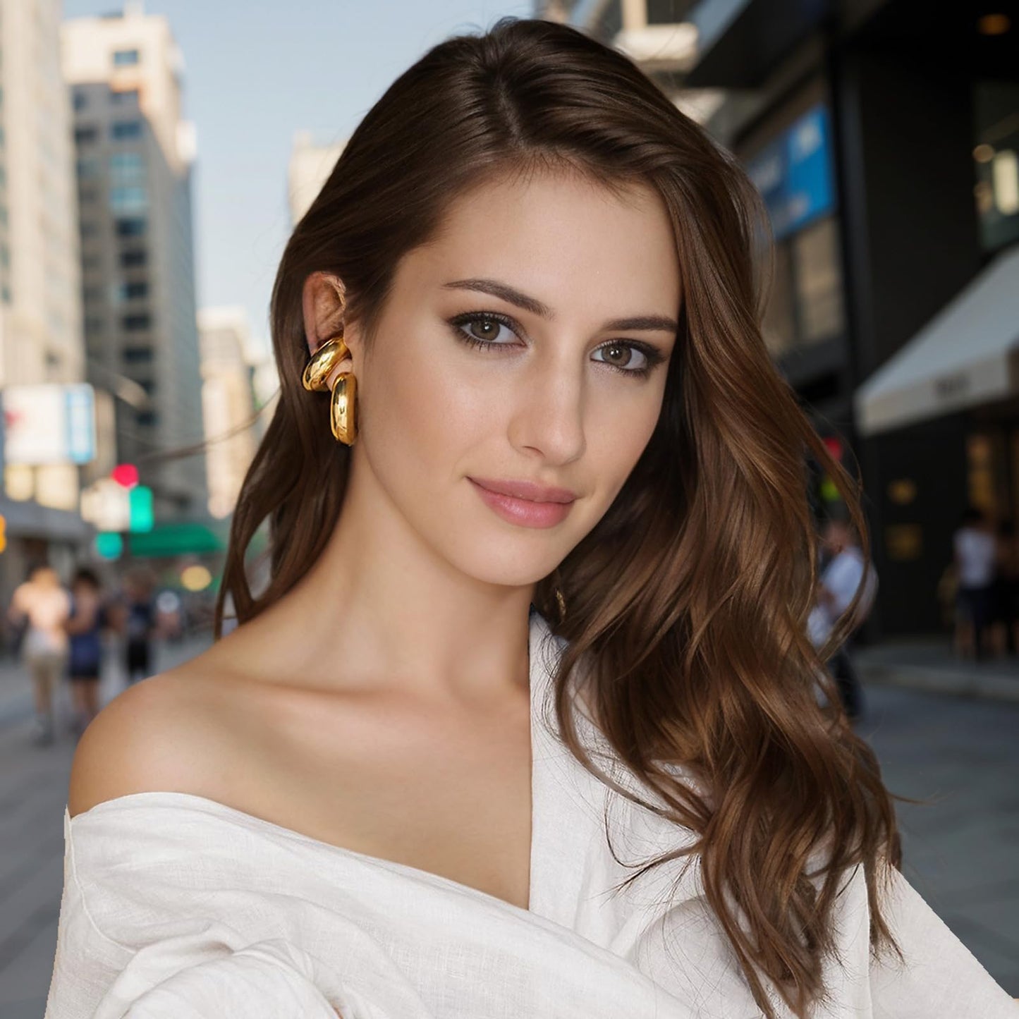 ORIGENCE Gold Hoops Earrings for Women Thick Gold Earrings Hoops 18k Gold Plate Earrings Gold Chunky Earrings, Pierced Fashion Gold Hoop Earrings Hypoallergenic Earrings for Women