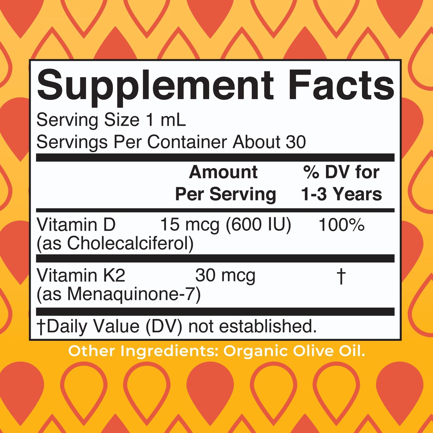 Vitamin D3 | Vitamin K2 | Vitamin D3 K2 Drops | K2 D3 Vitamin Liquid Supplement for Toddlers | Kids Supplement for Calcium Absorption Strong Bones | Vegan | Non-GMO | Gluten Free | 1 Fl Oz