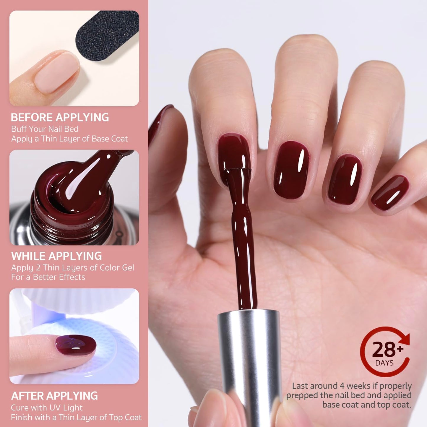 GAOY Red Gel Nail Polish, 16ml Soak Off Gel Polish, UV Light Cure for Nail Art DIY Manicure at Home, 1149 Dark Red Cherry