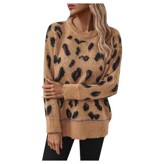 Womens Pullover Sweaters Crew Neck Relaxed Soft Classic Comfortable Sweaters for Women Khaki