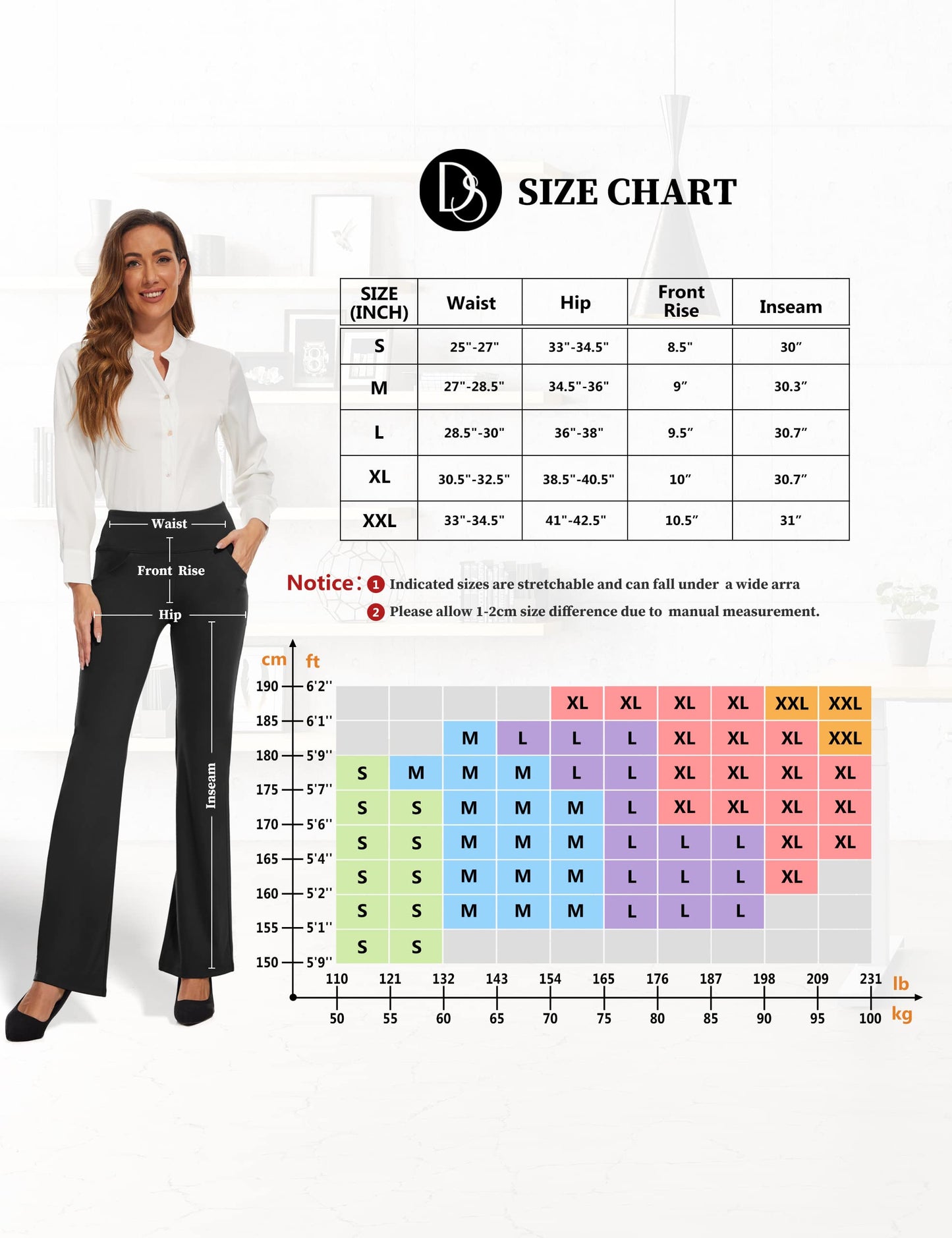 Desol Flare Leggings,High Waisted Bootcut Yoga Pants with Pockets,Tummy Control Bootleg Pants,Work Pants for Women Black
