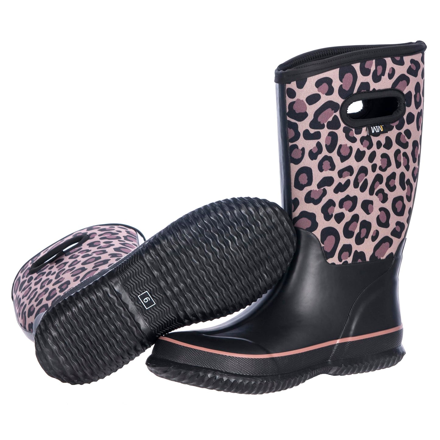 WTW Mid Calf Rain Boots for Women - Waterproof Neoprene Mud Boots Garden Boots
