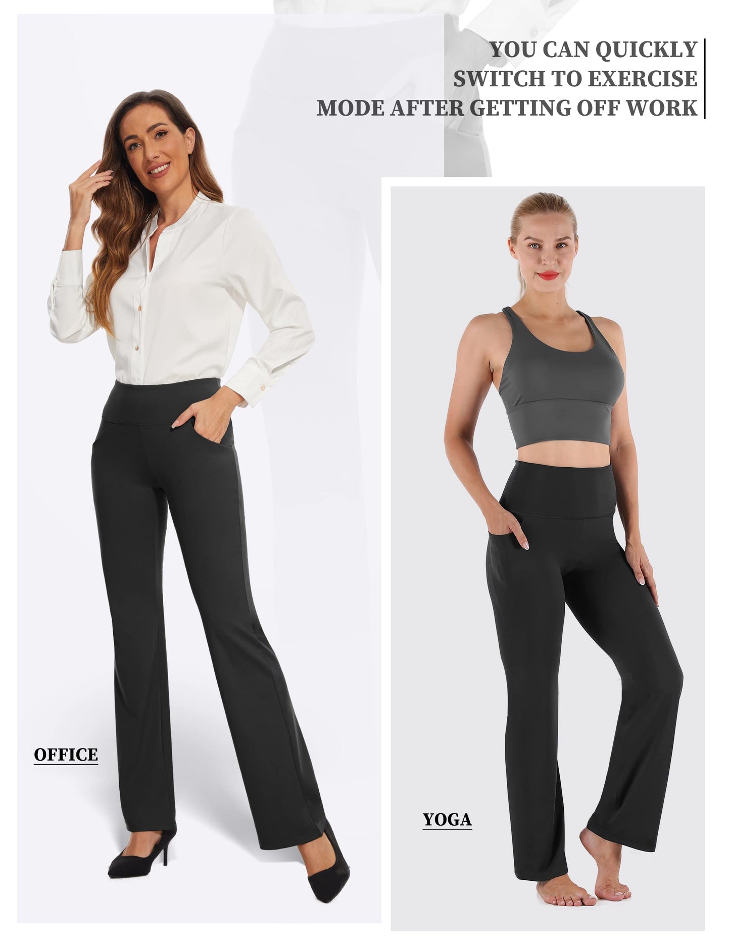 Desol Flare Leggings,High Waisted Bootcut Yoga Pants with Pockets,Tummy Control Bootleg Pants,Work Pants for Women Black