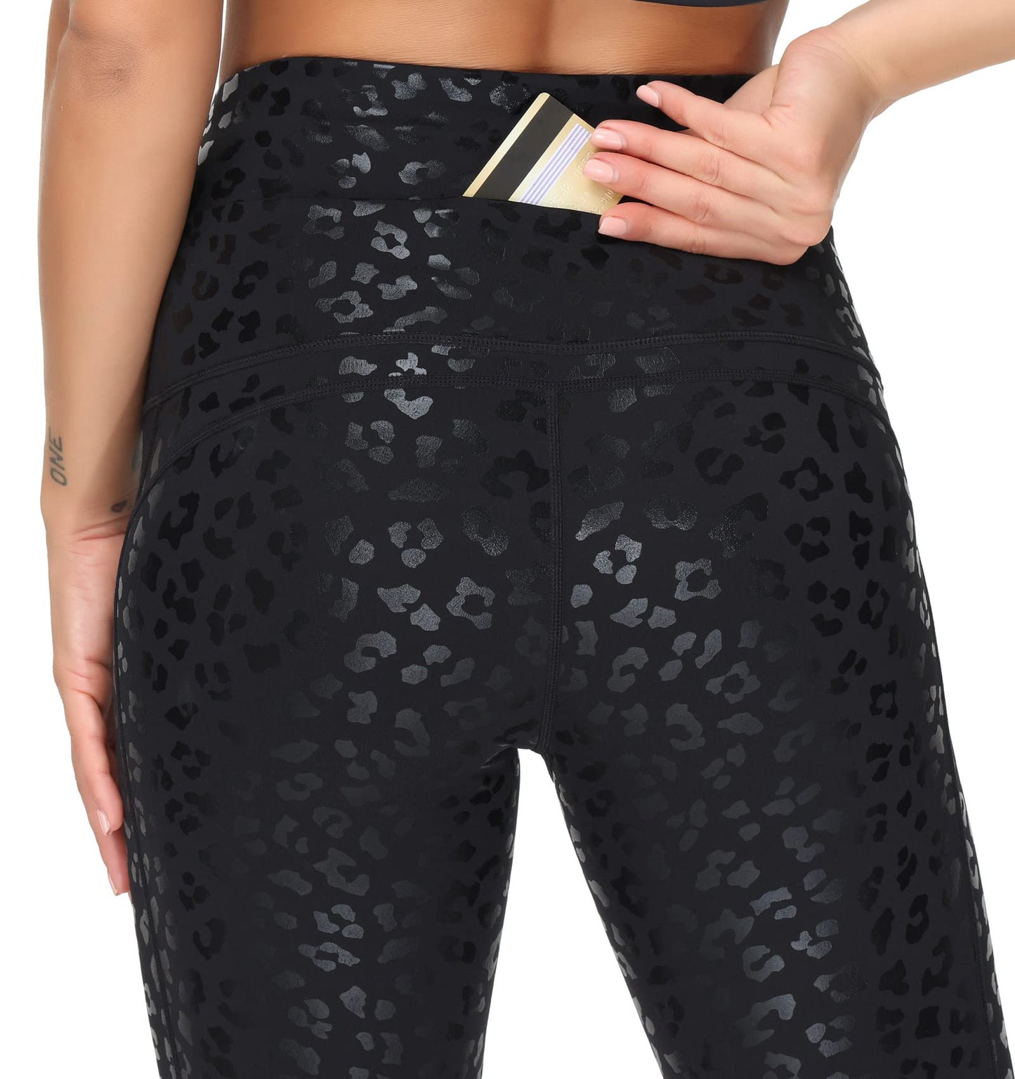 Dragon Fit Compression Yoga Pants Power Stretch Workout Leggings with High Waist Tummy Control (Medium, Ankle-Black Leopard)