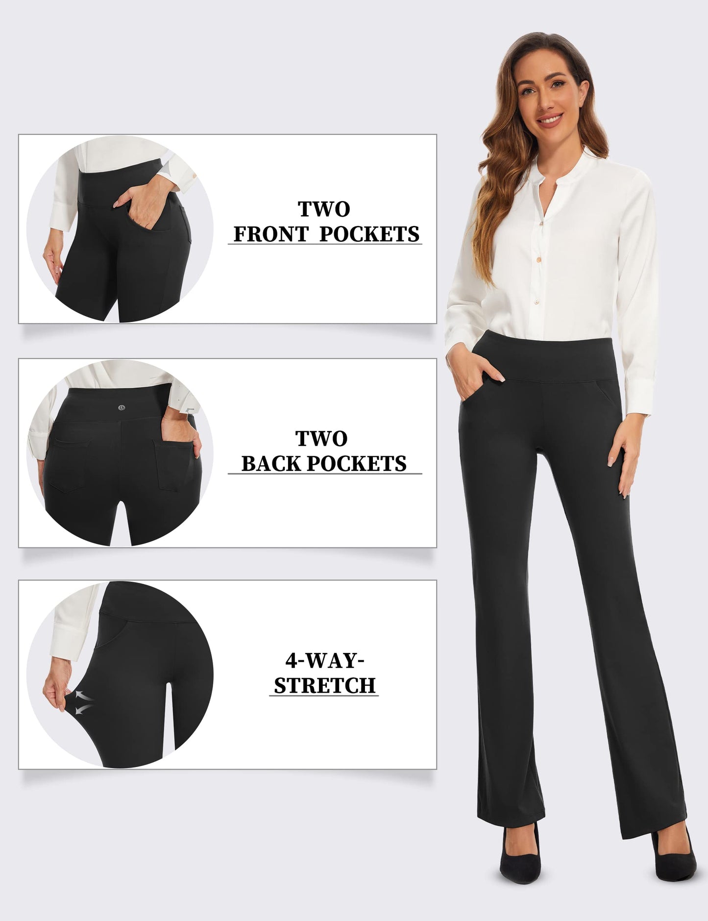 Desol Flare Leggings,High Waisted Bootcut Yoga Pants with Pockets,Tummy Control Bootleg Pants,Work Pants for Women Black