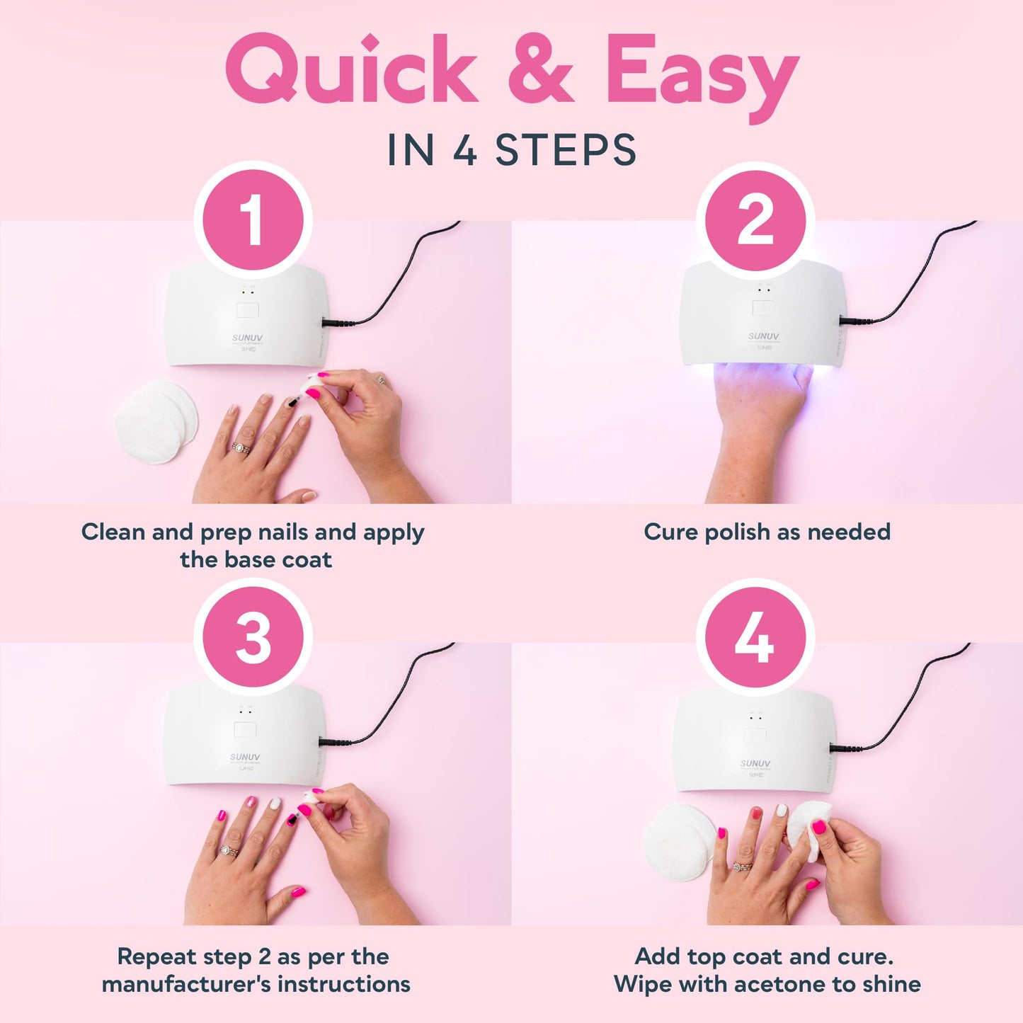 SUNUV UV LED Nail Lamp, Nail Dryer for Gel Nail Polish UV Light for Nails with Sensor 2 Timers SUN9C Pink Gift for Women Girls