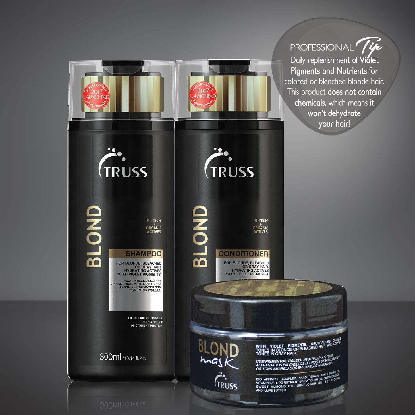 TRUSS Blond Mask - Hydrating Blonde Hair Mask + Purple Toner for Brassy Hair - Neutralizes Orange + Yellow Tones on Blonde, Bleached + Gray Hair - (6.35 oz)